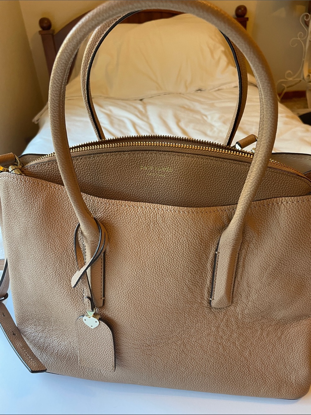 kate spade Pebbled Leather Tote in Taupe Cross body